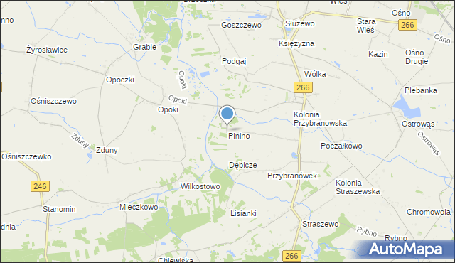 mapa Pinino, Pinino gmina Aleksandrów Kujawski na mapie Targeo